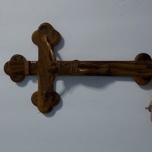 Carved Wood Cruifix INRI Jesus Christ,11 3/4in.Hx6 7/8in.W.Brown Cross.